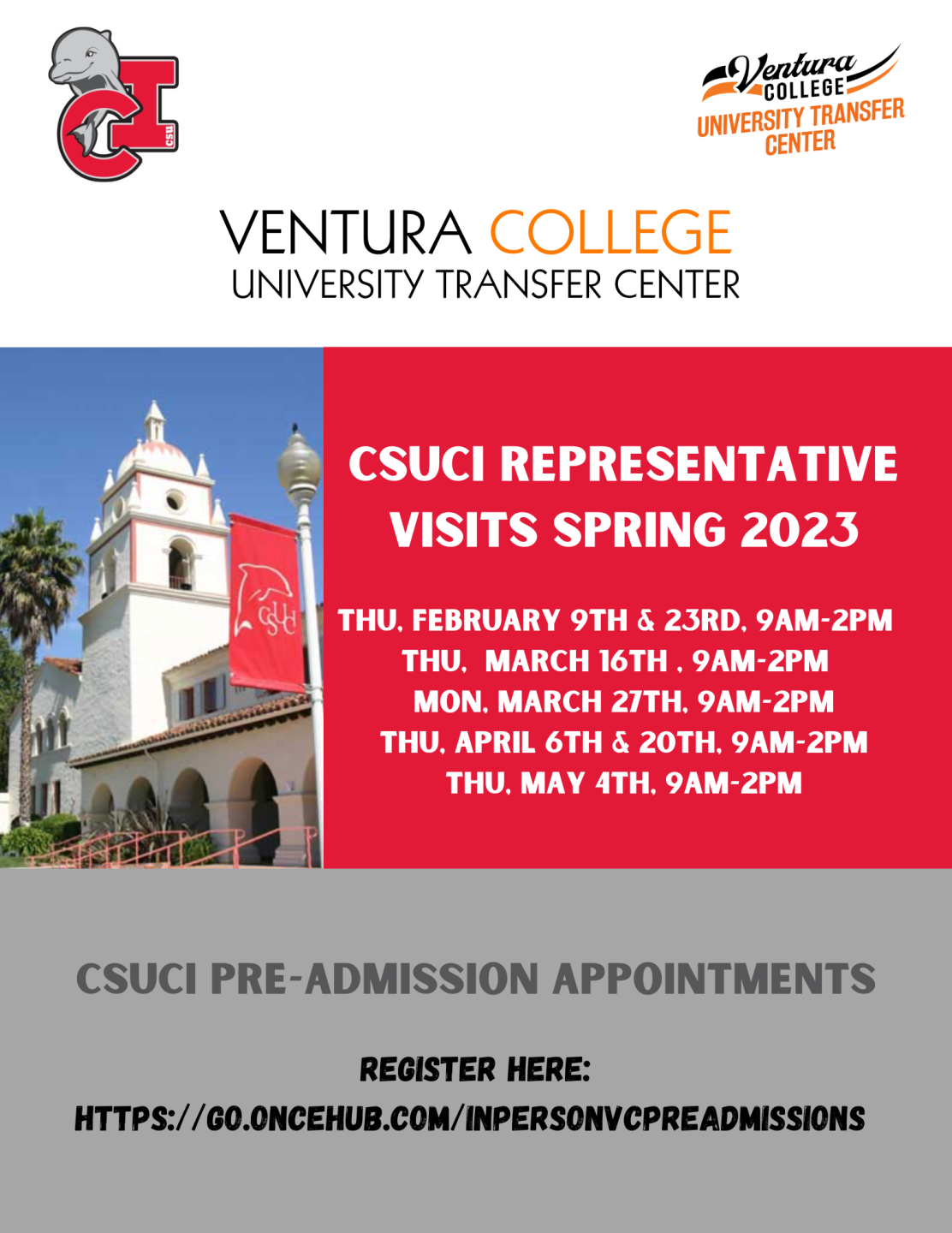 University Representatives Schedule of Visits Ventura College